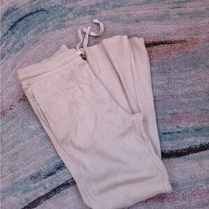 American Eagle Cream Ribbed Lounge Pants